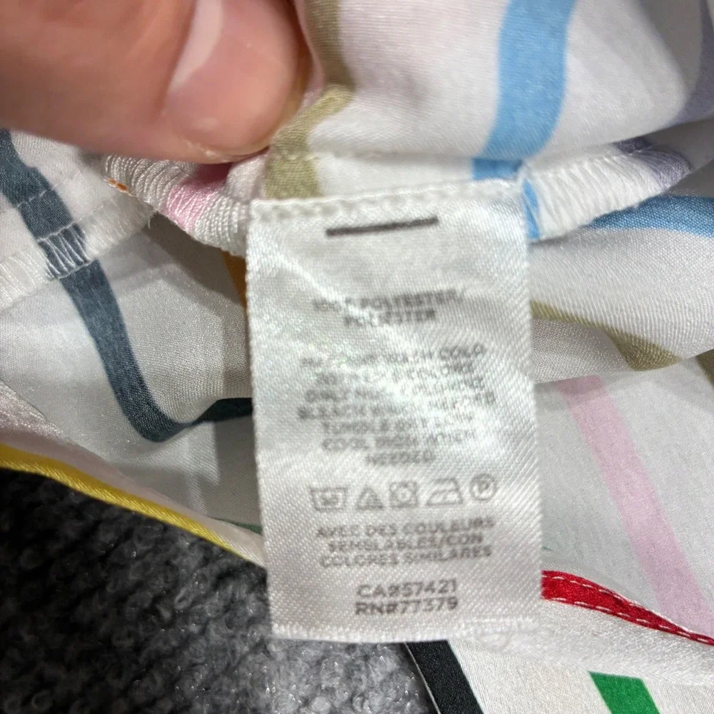 Ann Taylor Sleep Women's Rainbow Striped Pajama Top‎ Size L Polyester